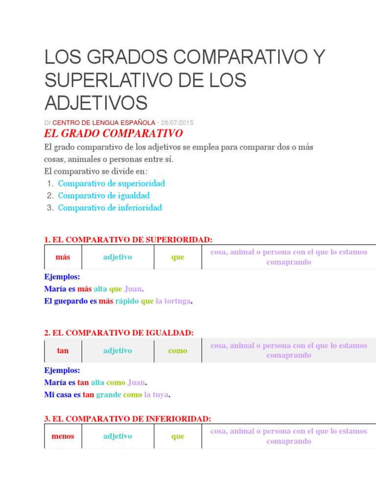 Superlativo y Comparativo | PDF