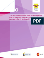 GUIA de Recomendaciones para La Investigación Judicial, Atención y Prevención de Las Muertes Con Sospecha de Feminicidio.