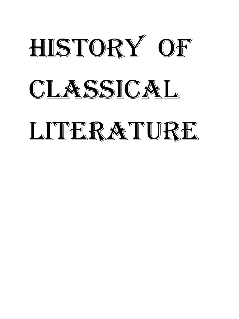 History of Classical Literature 1 | PDF | Religion & Spirituality