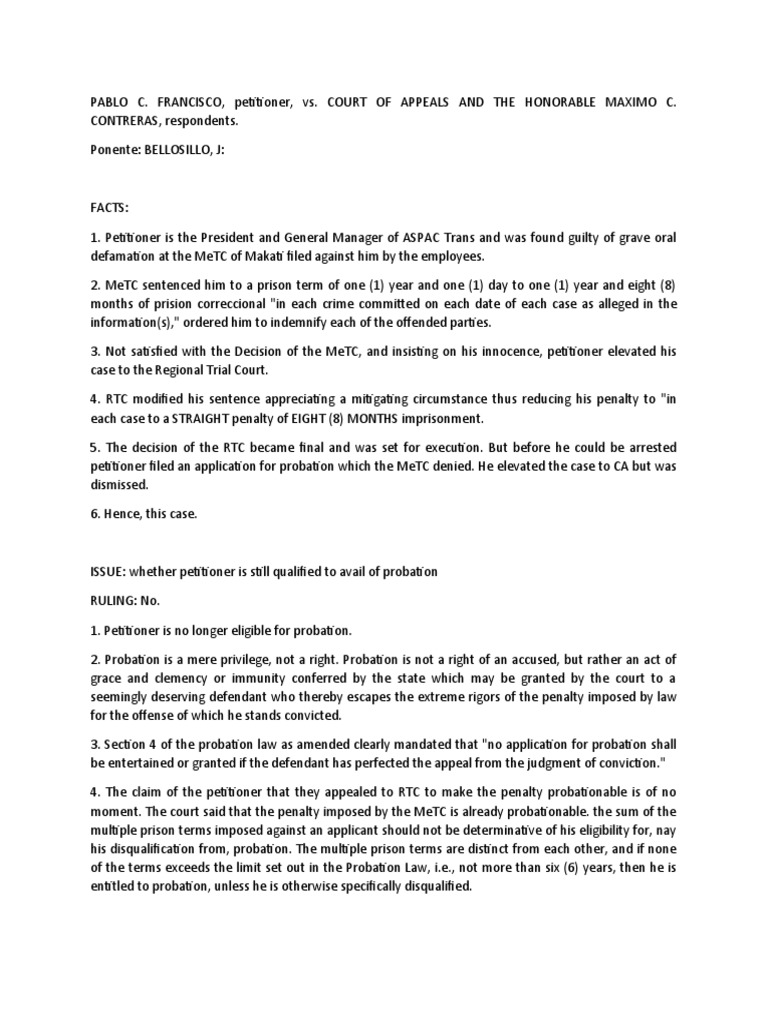 Digested Case (Spl-Probation) | PDF | Law