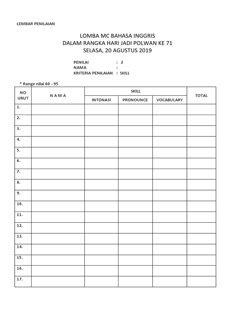 Lembar Penilaian Juri Stand Up Comedy Pdf vrogue.co