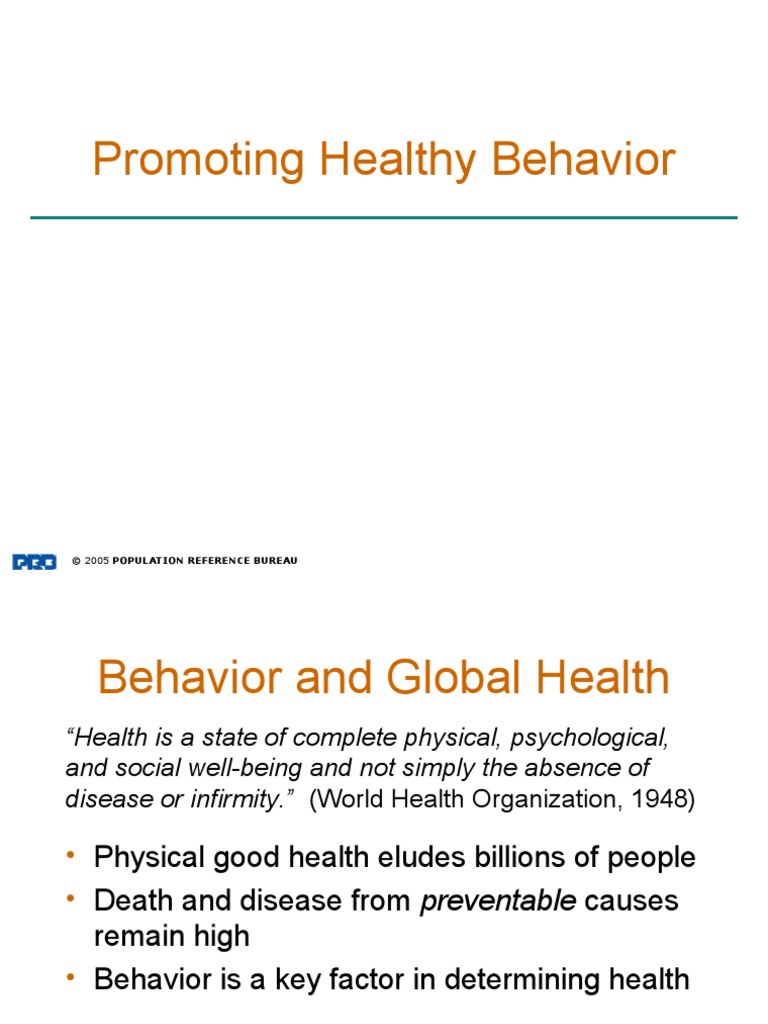 Promoting Healthy Behavior: © 2005 Population Reference Bureau | PDF