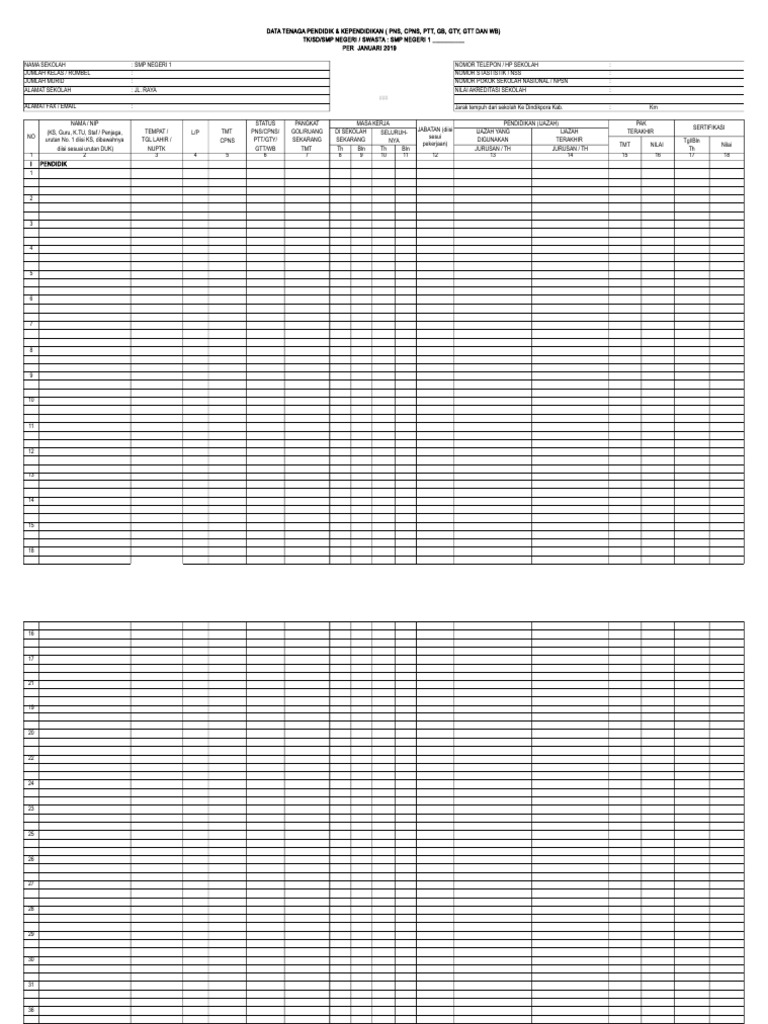 Format R7 dan R10 Tenaga Pendidik | PDF