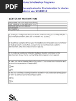 Motivation Letter for SI Scholarship 2011-2012