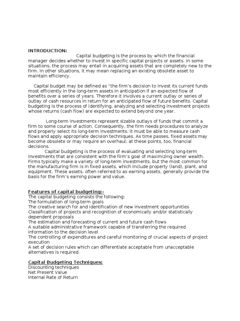 Capital Budgeting Techniques Explained | PDF | Internal Rate Of Return ...