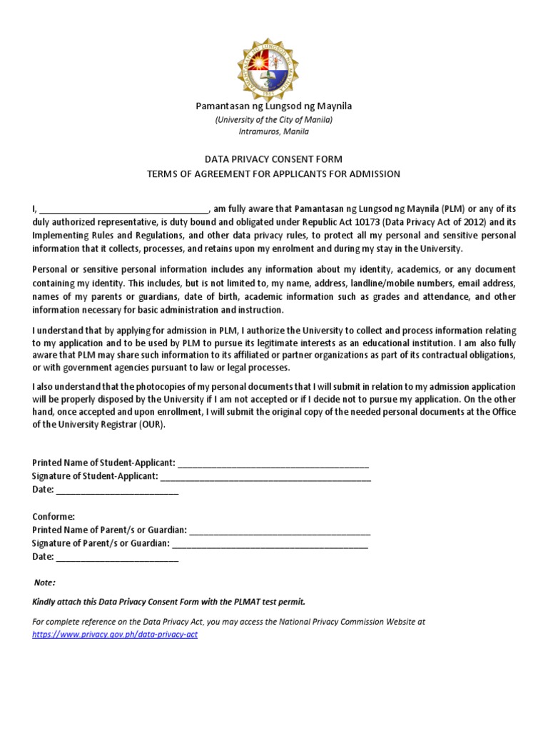 Data Privacy Consent Form PDF PDF Information Privacy Information