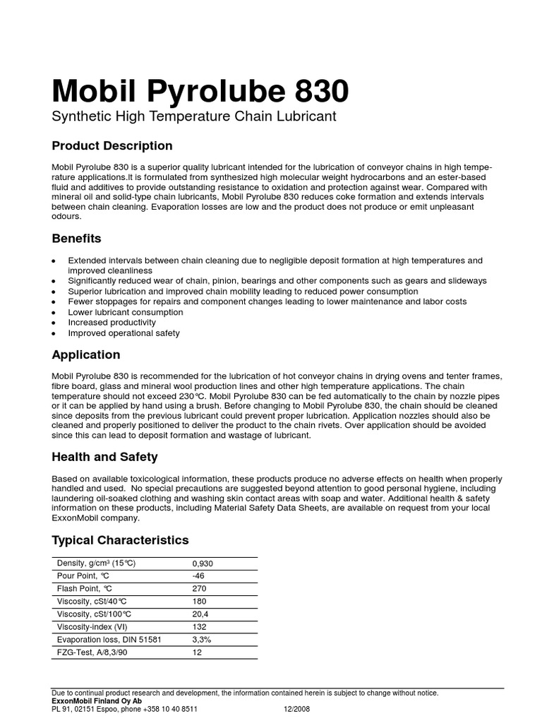 Mobil Pyrolube 830 Overview | PDF