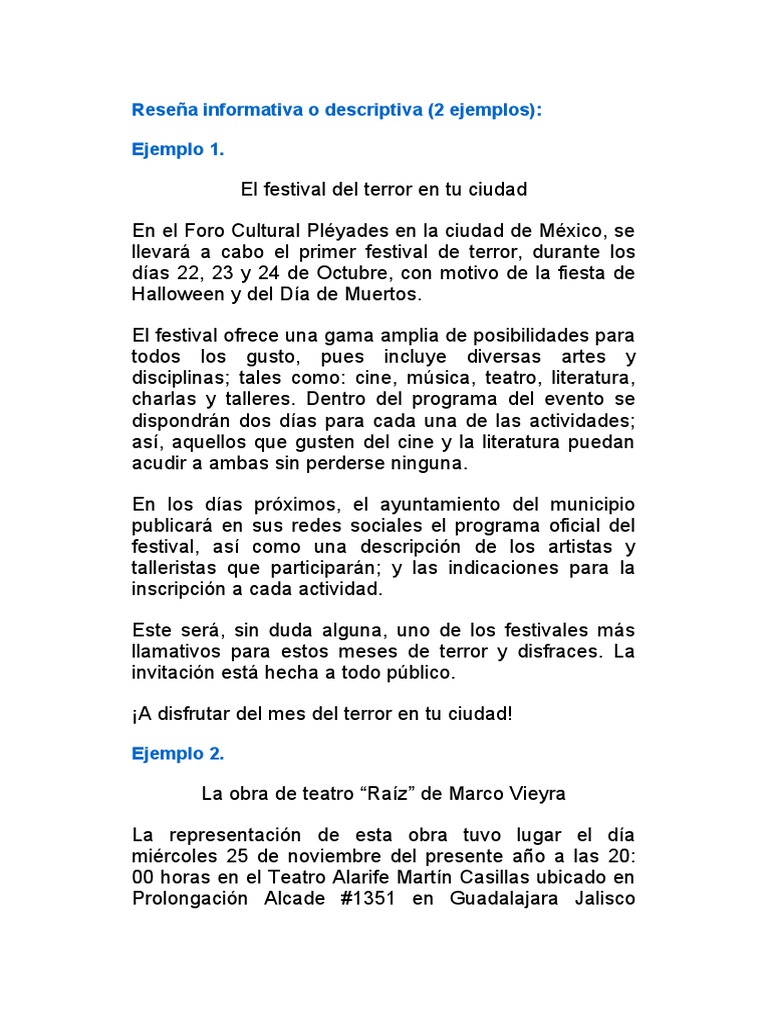 Reseña informativa o descriptiva