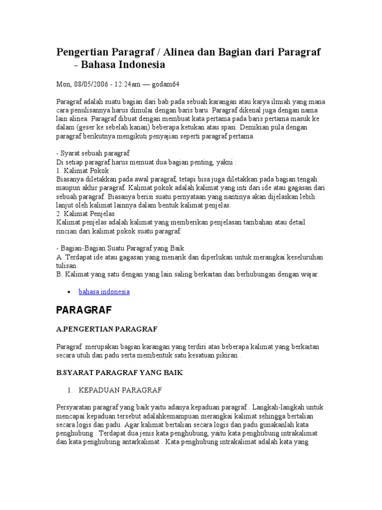 Pengertian Paragraf