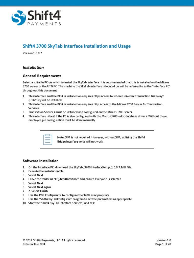 Shift4 3700 SkyTab Interface Installation and Usage | PDF | Computers ...