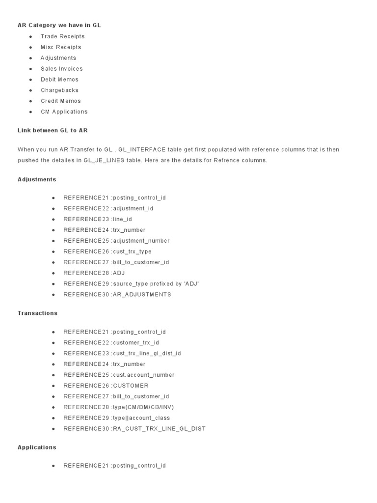AR to GL Transfer Overview | PDF | Receipt | Debits And Credits