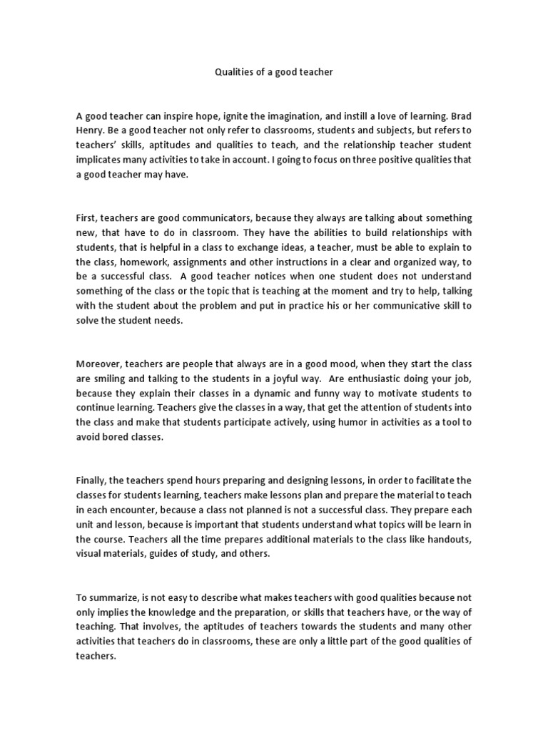 Essential Qualities of Great Teachers | PDF