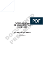 Plan Nacional de Salud Mental Documento Preliminar