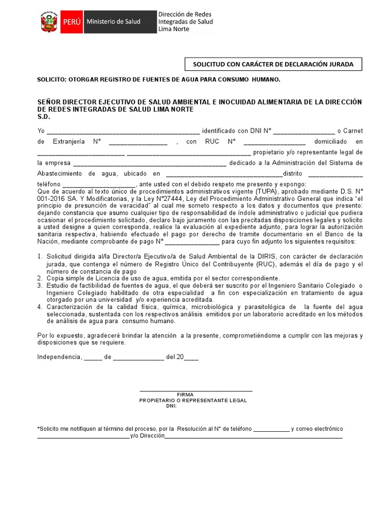 FORMATO 180 Registro de Fuentes de Agua para Consumo Humano | PDF
