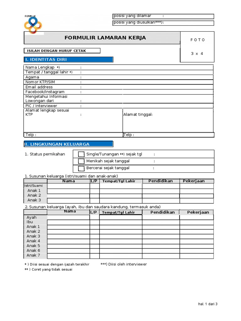 Form Aplikasi Pt Lawencon Internasional Pdf