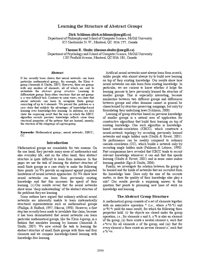 Neural Networks Learning Abstract Groups | PDF | Group (Mathematics ...