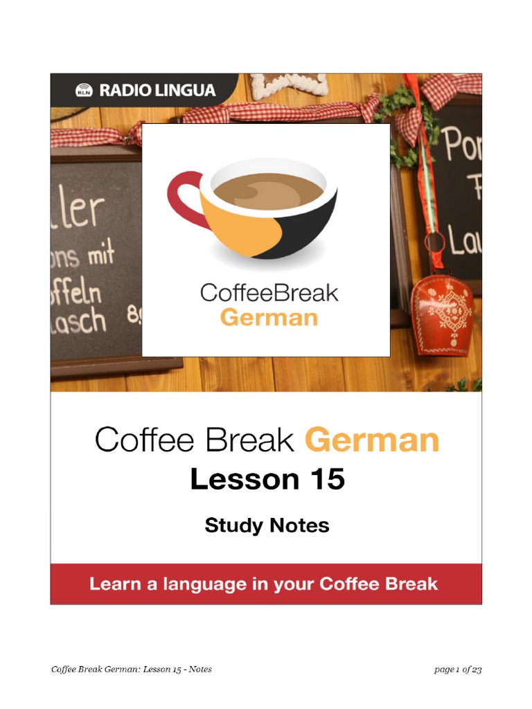 Coffee Break German. Lesson 15. Study Notes PDF
