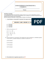 Matematica Diagnostico 6º