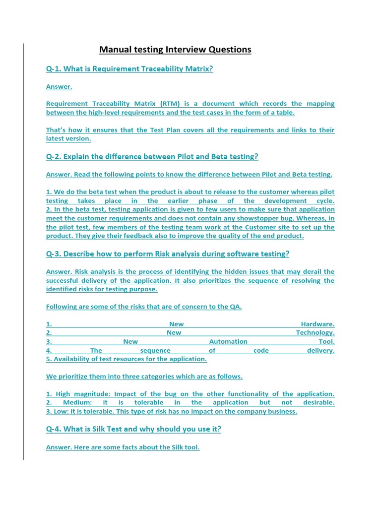 Manual testing interview questions pdf