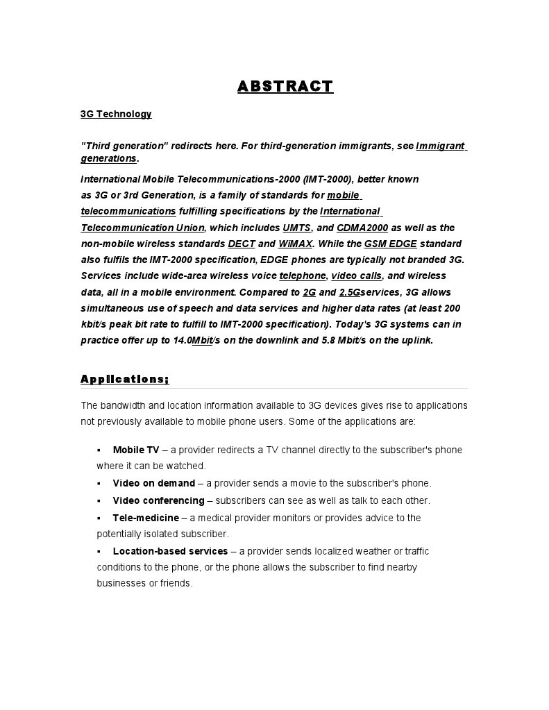 Abstract Third Generation Abstract | PDF | 3 G | Telecommunications ...