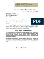 Carta de Presentacion Candidatos Al Diaconado