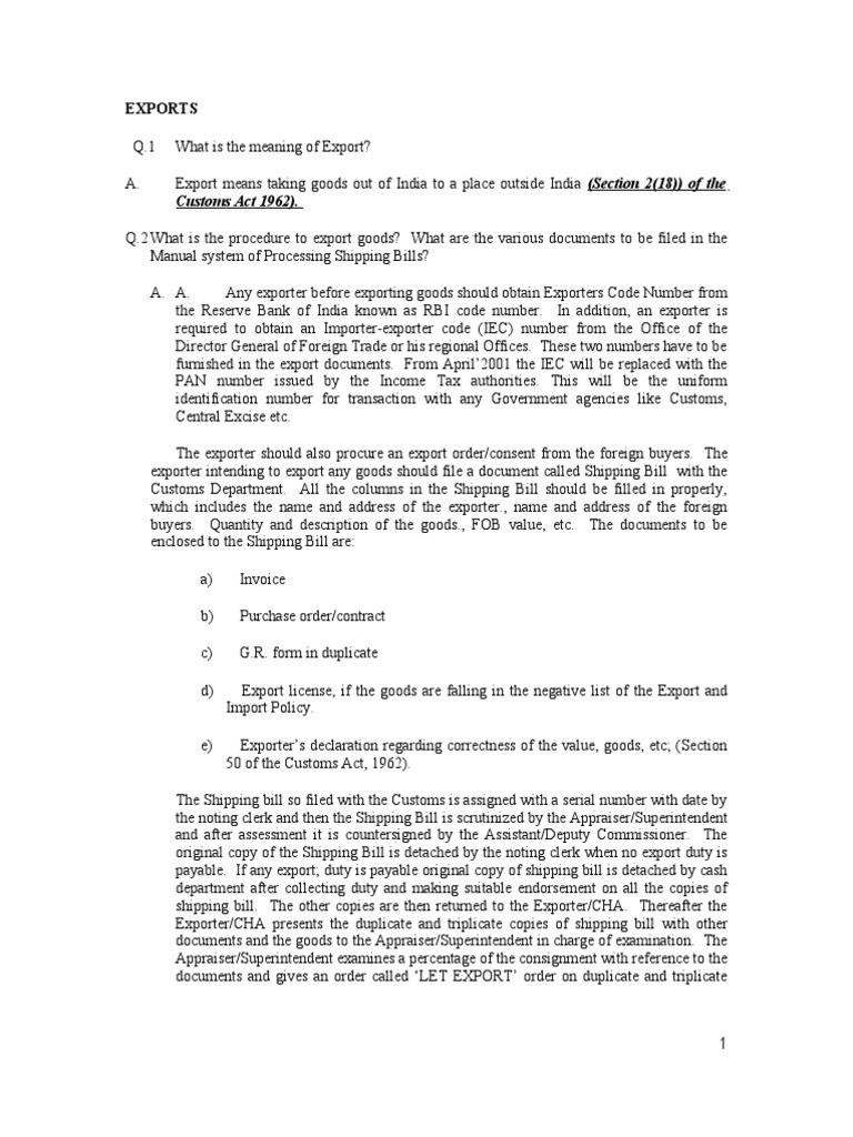 Export Procedures and Documentation Guide | PDF | Customs | Invoice