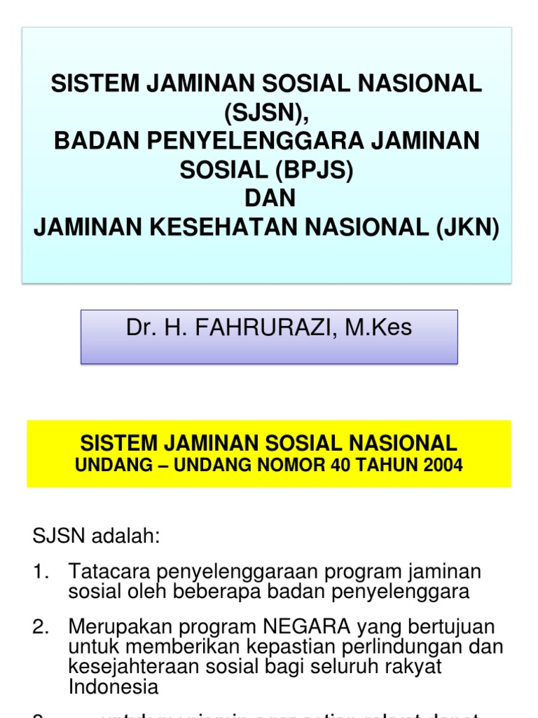 SJSN Bpjs Dan JKN PDF | PDF