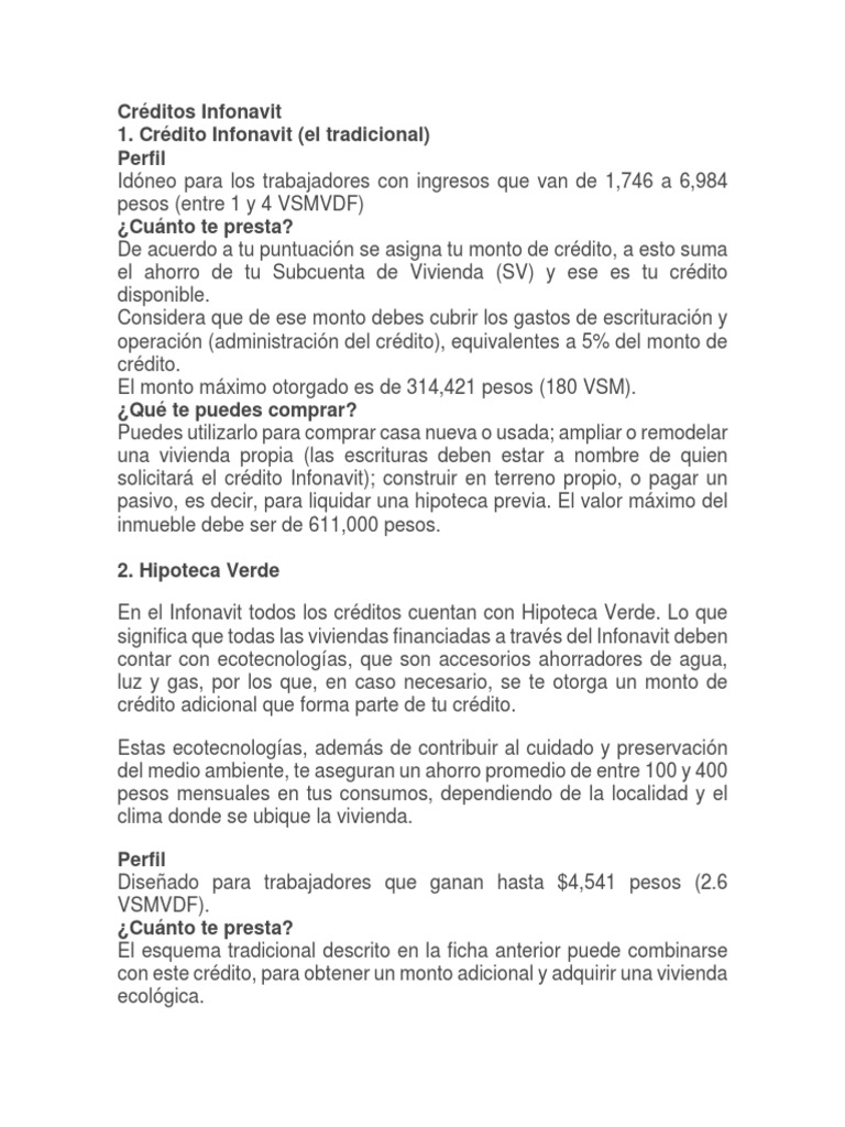 Guía de Créditos Infonavit 2022 | PDF