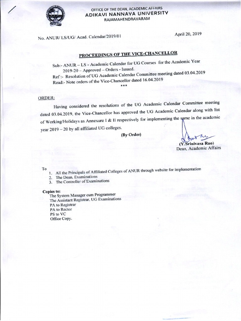 UG Academic Calendar 201920 PDF