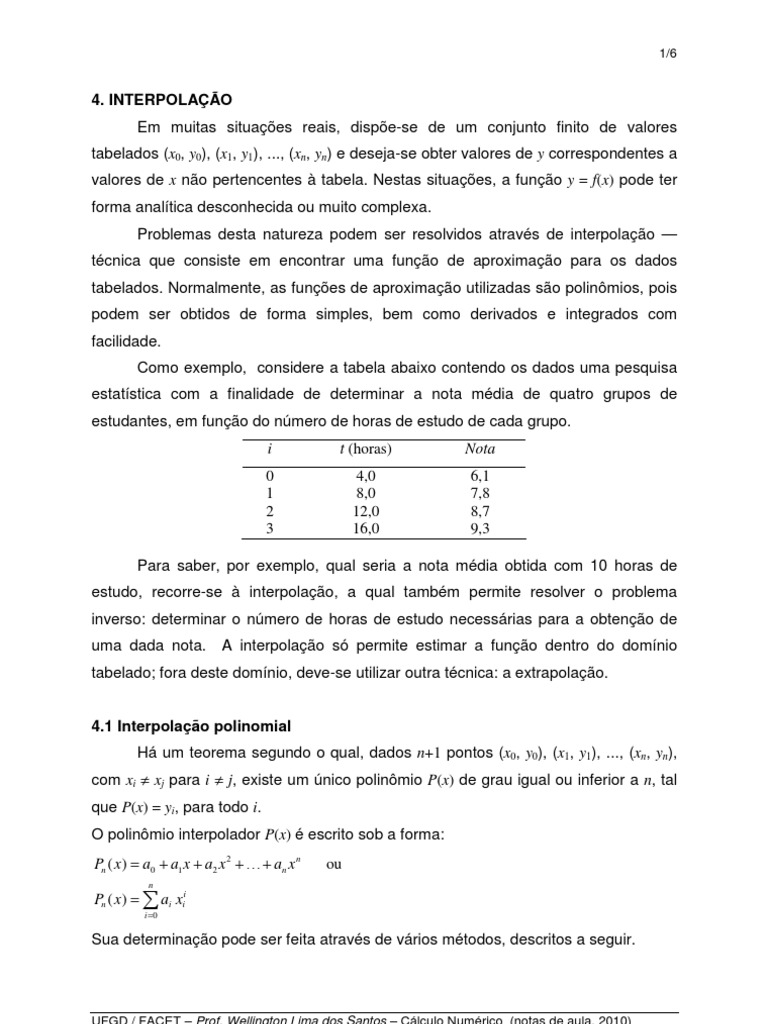 Cap 4 - Interpolação | PDF | Análise numérica | Função (Matemática)