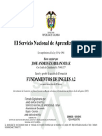 Certificado A2 Inglés 40 horas SENA José Zambrano