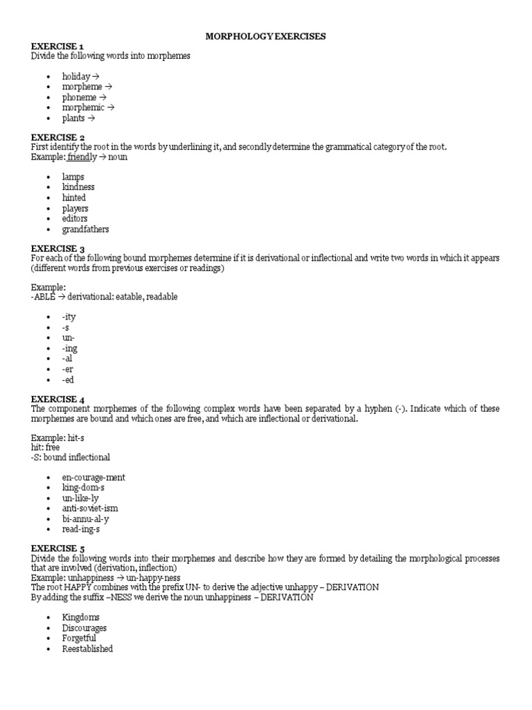 Morphology Exercises