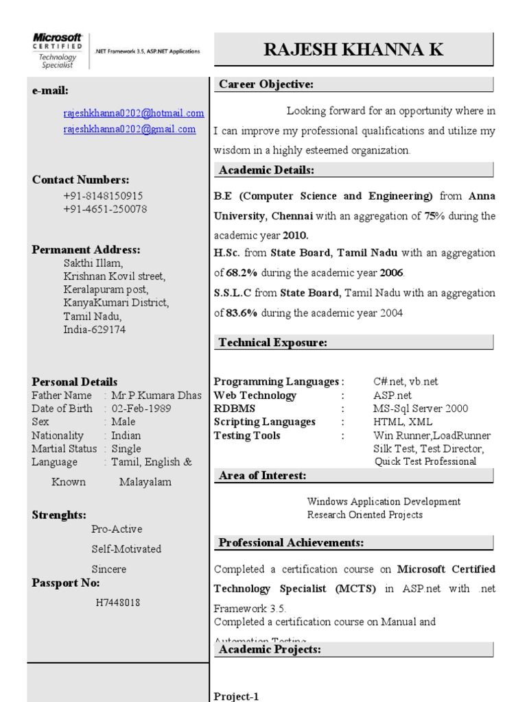 Rajesh Khanna's Professional Profile | PDF | Microsoft Sql Server ...