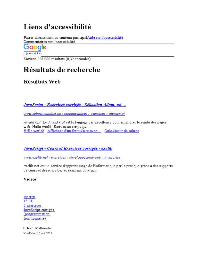 Exercices Corrigés en JavaScript | PDF