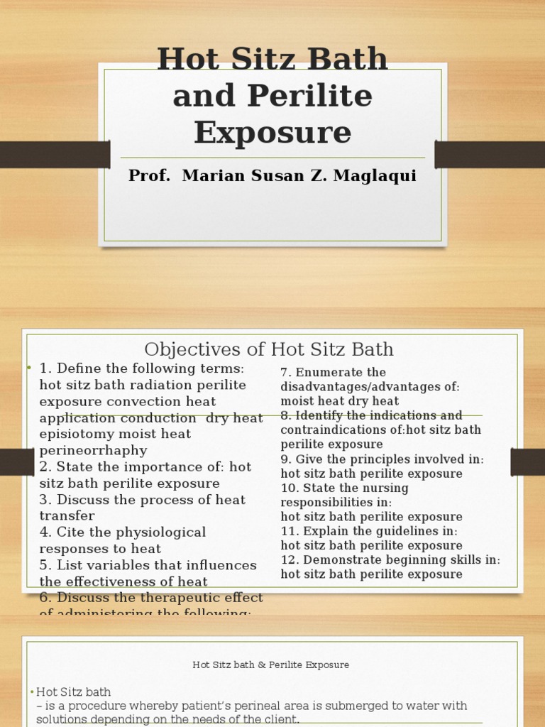 Hot Sitz Bath and Perilite Exposure PDF