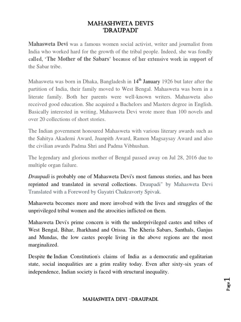 Mahasweta Devi Draupadi PDF