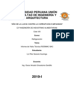 Informe de Visita Técnica a RODIMAC SAC: Procesos de Refrigeración y Congelado