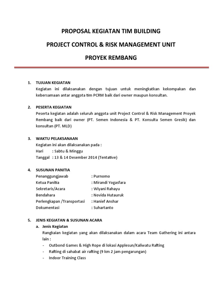 Proposal-Kegiatan-Team-Building - HRGA Dept | PDF
