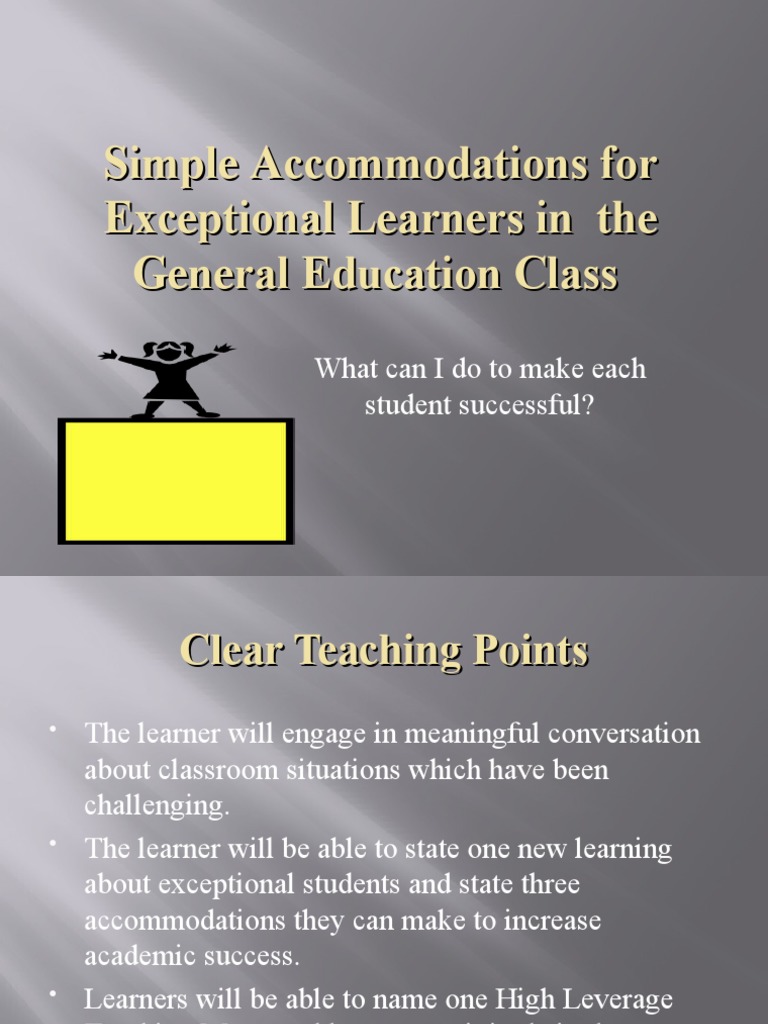 Accommodations for Exceptional Learners | PDF | Learning | Classroom