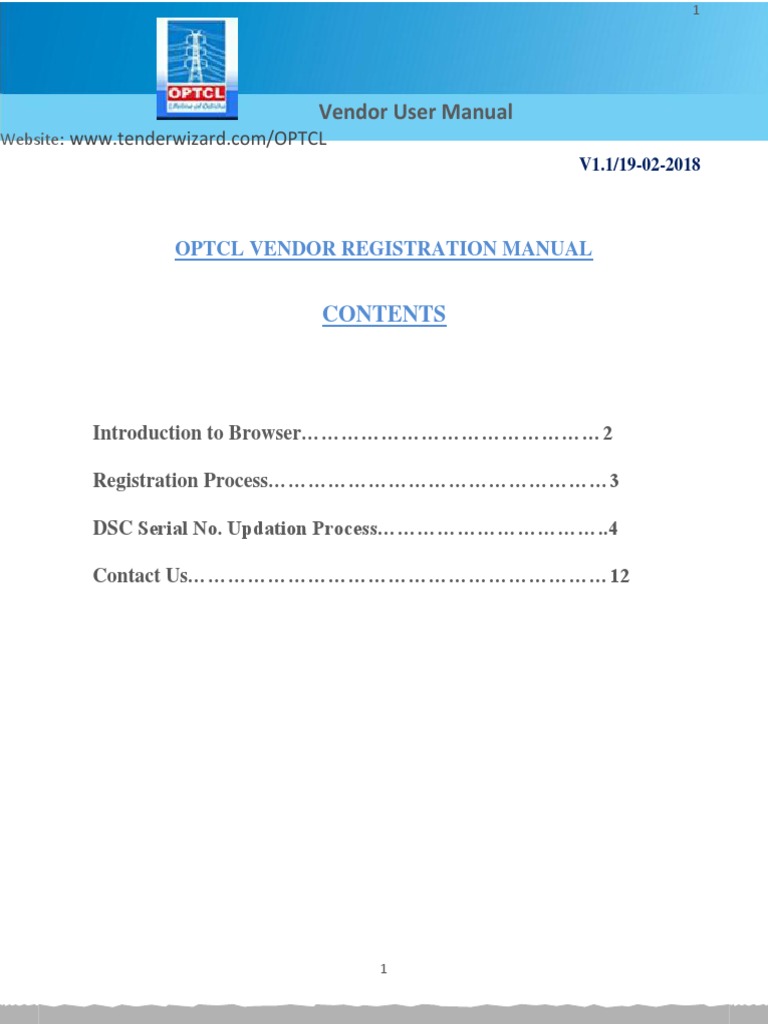 OPTCL Vendor Registration Manual | PDF | Computers