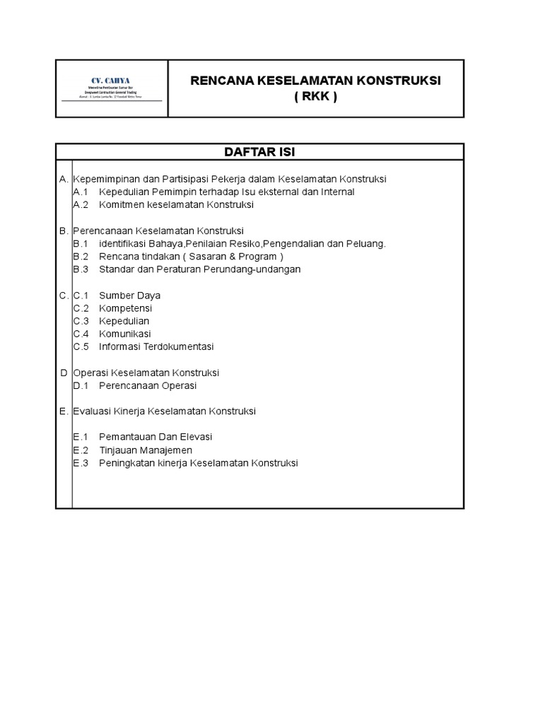 Rencana Keselamatan Konstruksi K3 | PDF