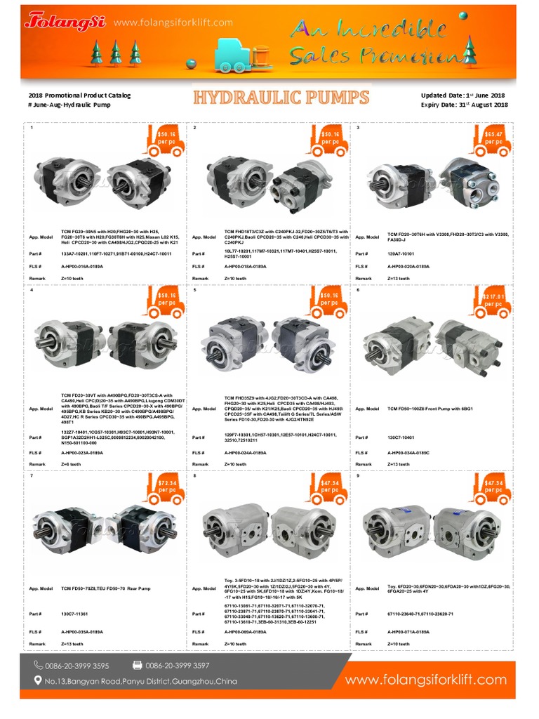 Hydraulic Pump Parts Catalog 2018 | PDF