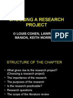 CHOOSING A RESEARCH PROJECT- CHAPTER 6 (COHEN, MANION, & MORRIS)