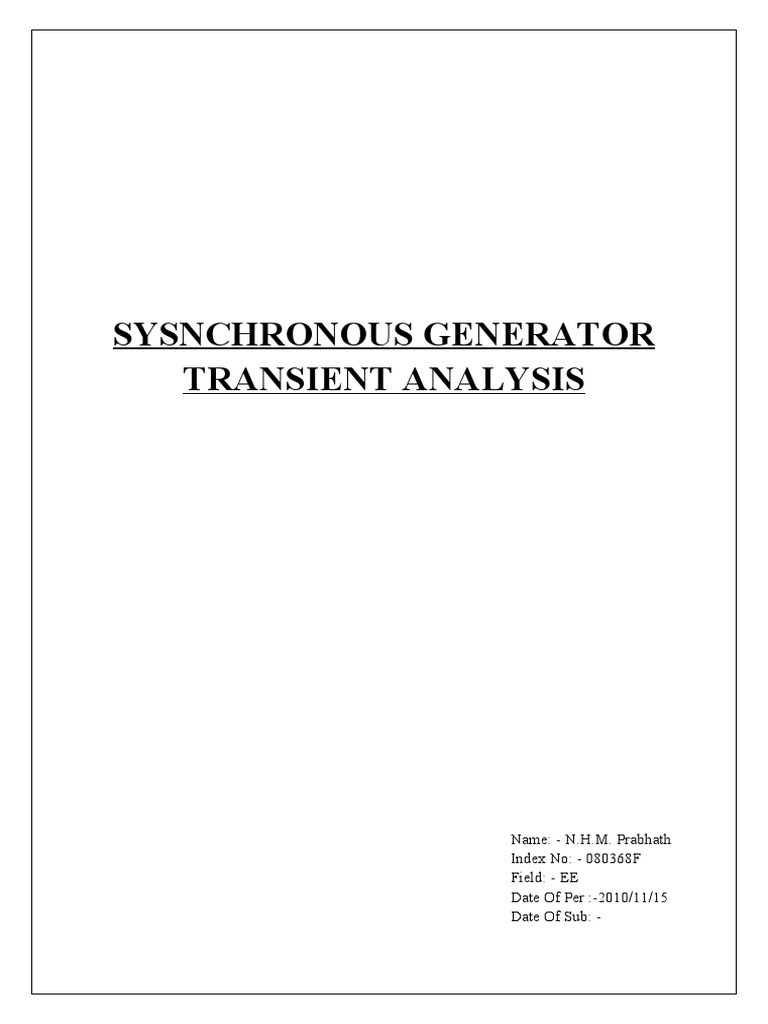 Synchronous Generator Transient Analysis | PDF | Electric Power ...