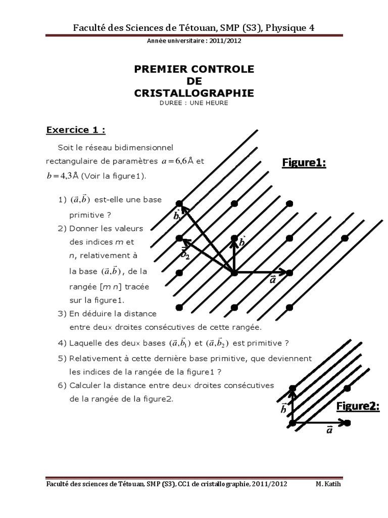 Exercice corrigé sur les plans réticulaires | PDF | Méthodes et ...