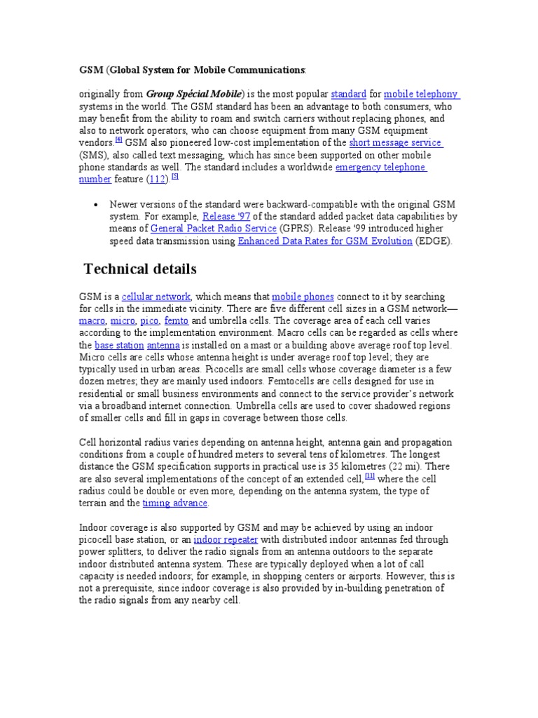 Overview of GSM Mobile Communication Standards | PDF | Gsm | Subscriber ...