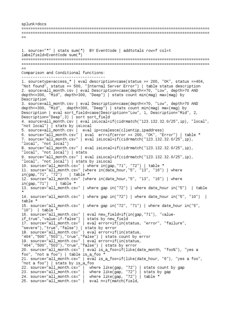 Splunk Command | PDF