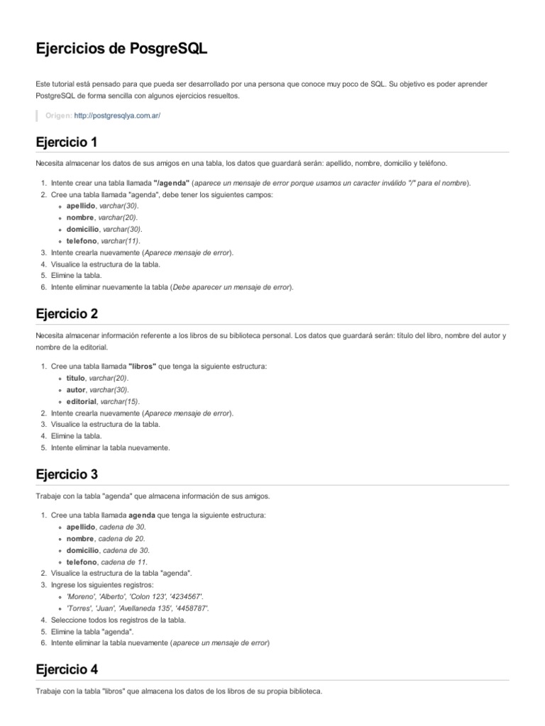 Ejercicios Prácticos de PostgreSQL | PDF