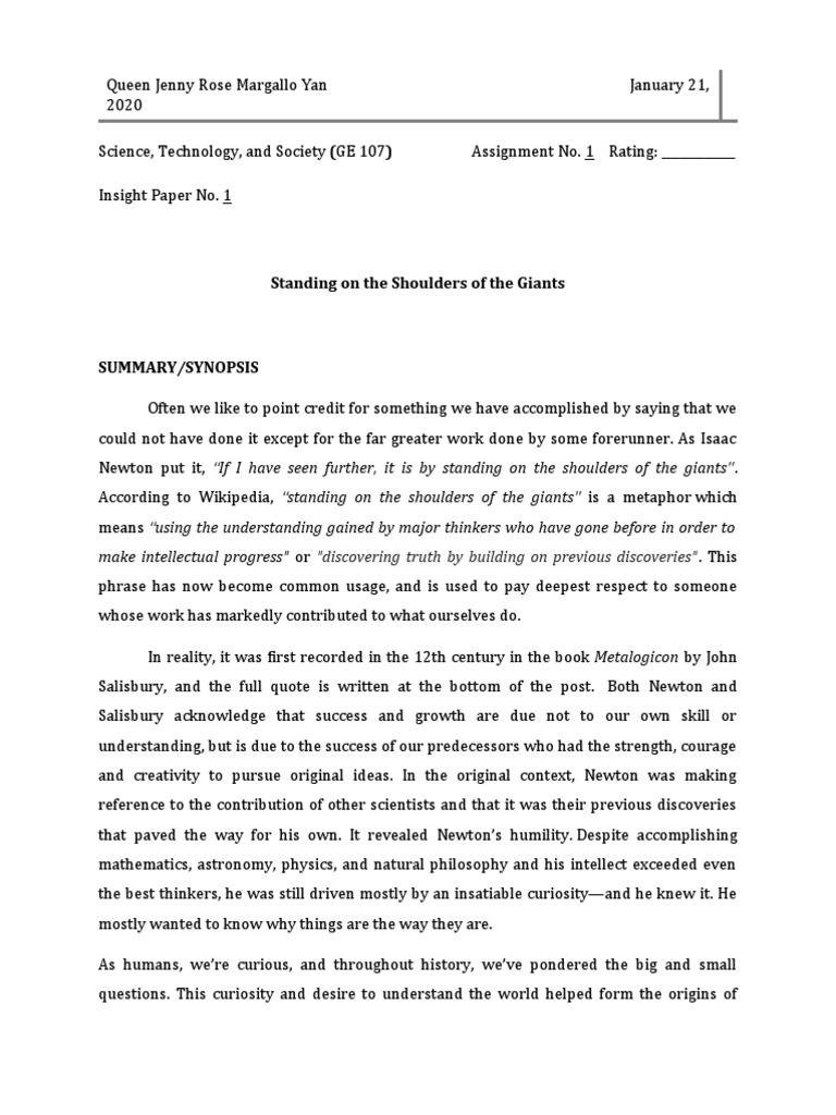 Standing on Giants: Newton's Legacy | PDF | Social Science | Philosophy
