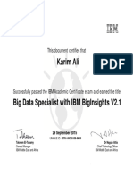 Big Data Specialist With IBM BigInsights V2.1 - Certificate